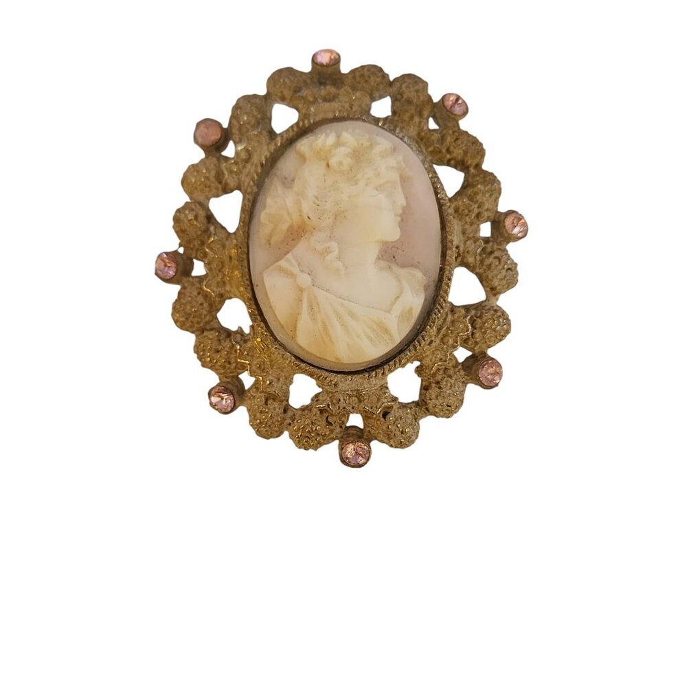 Unique Vintage Shell Cameo Brooch Or Pendant (A5784)